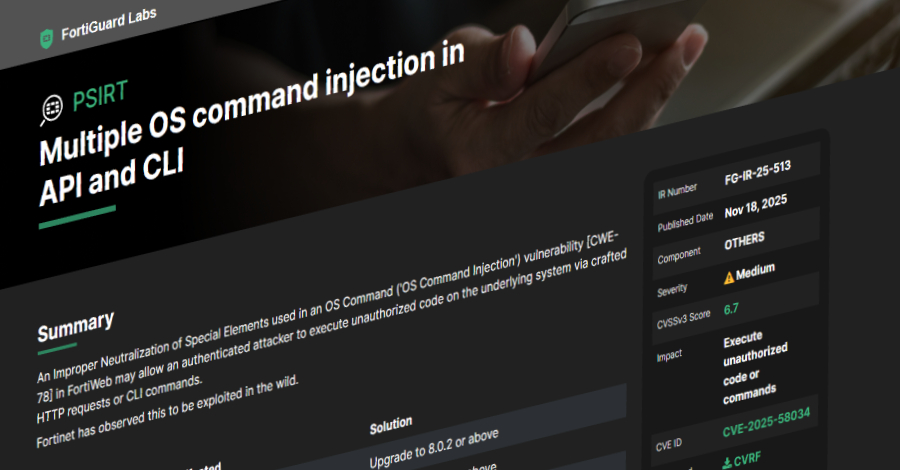 Fortinet Warns of New FortiWeb CVE-2025-58034 Vulnerability Exploited in the Wild