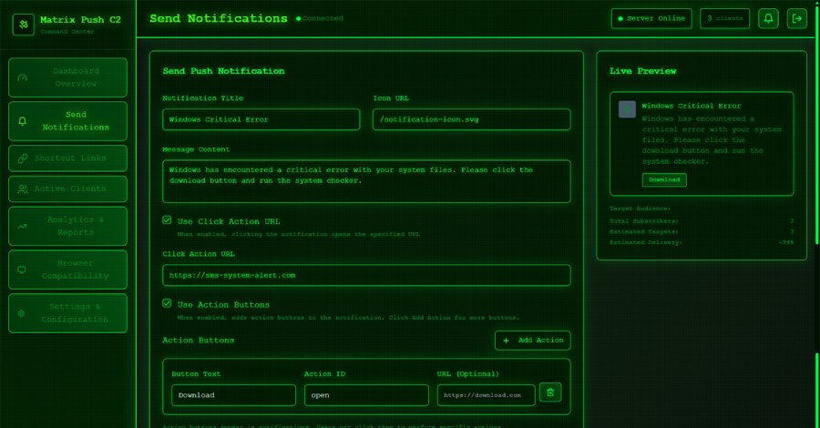 Matrix Push C2 Uses Browser Notifications for Fileless, Cross-Platform Phishing Attacks